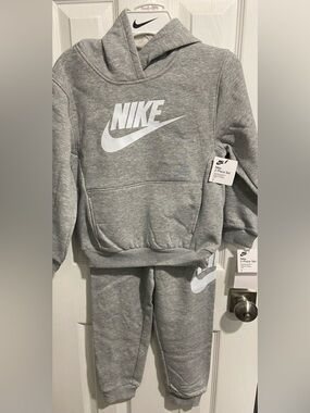 Nike Grey and White Logo Hoodie & Joggers Set
